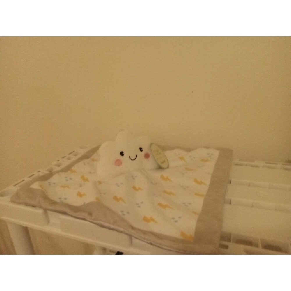 Pearhead Cloud Rain Drops Lightning Bolts Security Blanket Lovey Plush Satin NEW